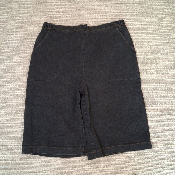 Denim&Co Pants - ​DENIM CO WOMEN SHORTS MEDIUM BLACK GRAY PULL ON STRETCH COMFORT COTTON SPANDEX